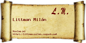 Littman Milán névjegykártya